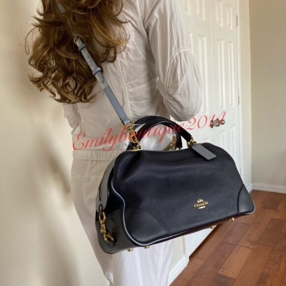 NWT Coach Retail 73720 Lane Satchel In Colorblock Ink Blue Leather Crossbody Bag - Picture 8 of 12